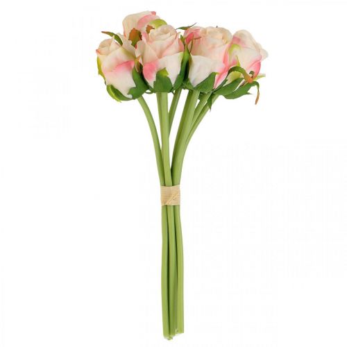 Floristik24 Dirbtinės rožės rožinės abrikosinės dirbtinės rožės 28cm ryšelis 9vnt
