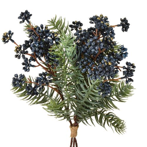 Dirbtinės kadagio šakos su uogomis, spygliuotos šakelės, 45 cm, 3 vnt.