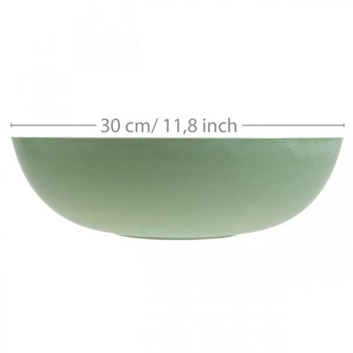 daiktų Apvalus vazonas, gėlių puošmena, plastikinis dubuo, indas kompozicijoms žalias, baltai margas H8,5cm Ø30cm