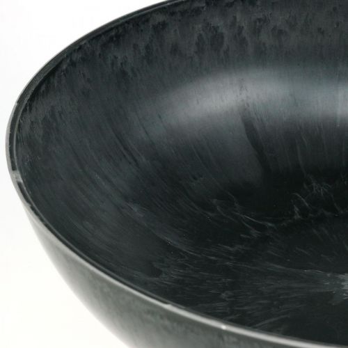 Floristik24 Gėlių dubuo apvalus, sodinukas, dubuo iš plastiko juodas, margas pilkas H8,5cm Ø30cm