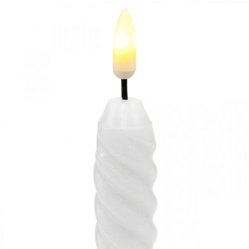 LED žvakės baltas laikmatis tikras vaškas baterijai 25cm 2vnt