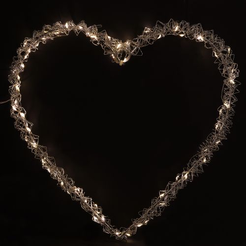 Pakabinamas LED dekoratyvinis metalinis šviestuvas širdies formos, šiltai balta spalva, 30 cm