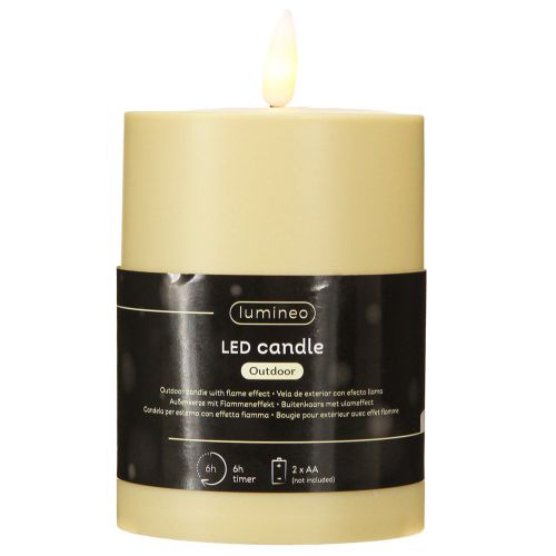 daiktų LED žvakė lauko laikmatis Liepsnos efektas Žalia Beige H12cm