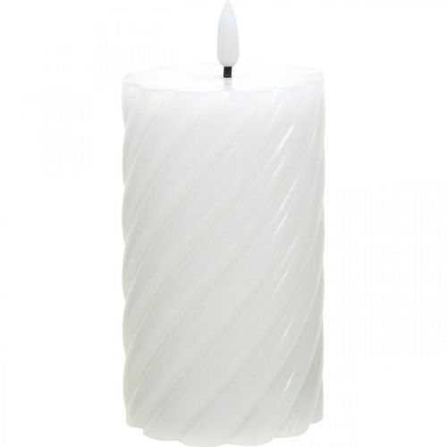 LED žvakė su laikmačiu balta šiltai balta tikro vaško Ø7,5cm H15cm