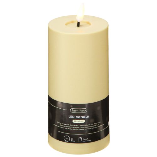 LED žvakė su laikmačiu Green Beige Outdoor Ø7,5cm H18cm