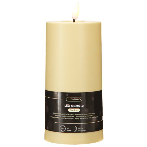 daiktų LED žvakė su laikmačiu Green Beige Outdoor Ø7,5cm H18cm