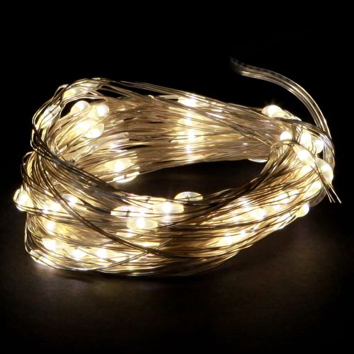 100 mikro LED šiltos baltos spalvos laikmatis, 4 vnt. LED šviesos girliandų
