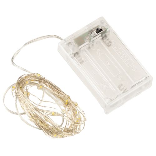 daiktų LED girlianda, 50 lempučių, maitinama baterijomis, 5 m, šiltai balta