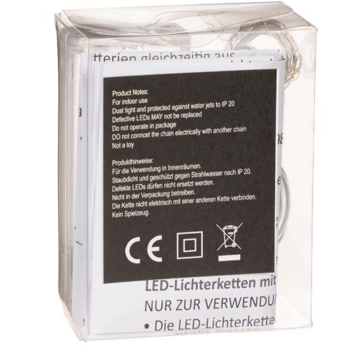Baterijomis maitinamos lempučių girliandos, skirtos naudoti patalpose, šiltai balta, 10 LED, 1 m ilgio, 6 vnt. | Floristik24.lt