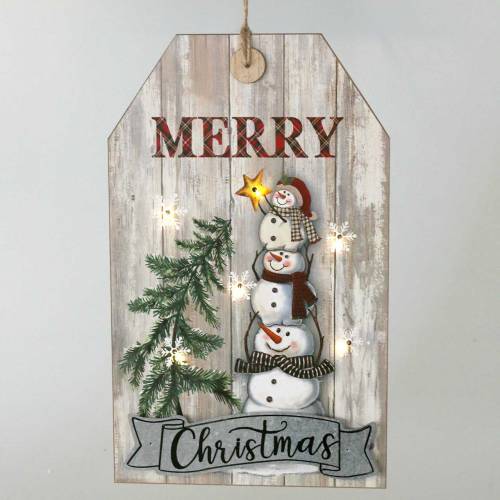 daiktų LED sieninis sniego senelis &quot;Linksmų Kalėdų&quot; 23 × 38,5 cm Akumuliatoriui