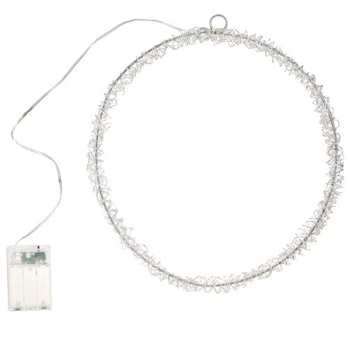 Floristik24 Pakabinamas LED žiedinis metalinis dekoras, sidabrinis, šiltai baltas, 30 cm