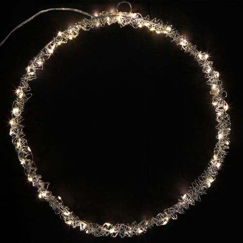daiktų Pakabinamas LED žiedinis metalinis dekoras, sidabrinis, šiltai baltas, 30 cm