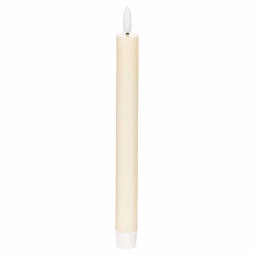 LED kūginė žvakė, balta, su šiltai balta šviesa, 24 cm, su laikmačiu, 2 vnt.