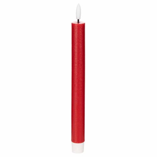 LED kūginė žvakė, raudona su šiltai balta šviesa, 24 cm, 2 vnt.
