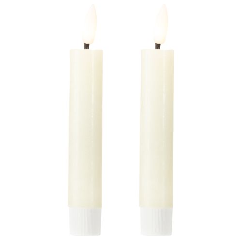 LED žvakė kreminė, šiltai balta, tikro vaško, aukštis 14,5 cm, 2 vnt.