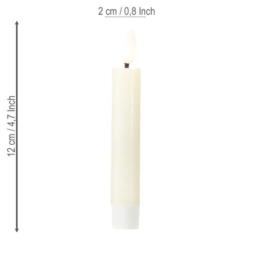 Floristik24 LED žvakė kreminė, šiltai balta, tikro vaško, aukštis 14,5 cm, 2 vnt.