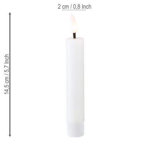 daiktų LED žvakė lazdelei, balta, vaškinė, šiltai balta, 14,5 cm, 2 vnt.