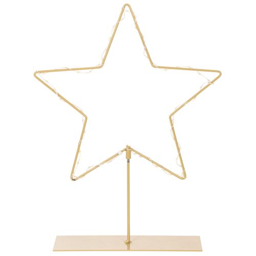 Žvaigždė su 50 LED, metalinė stalo dekoracija, maitinama baterijomis, skirta naudoti viduje, 33 cm