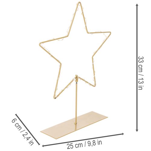 Žvaigždė su 50 LED, metalinė stalo dekoracija, maitinama baterijomis, skirta naudoti viduje, 33 cm | Floristik24.lt