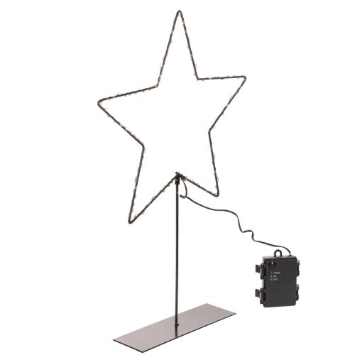 LED žvaigždė su baterijų skyriumi ant stovo palangei ir stalui 46 cm
