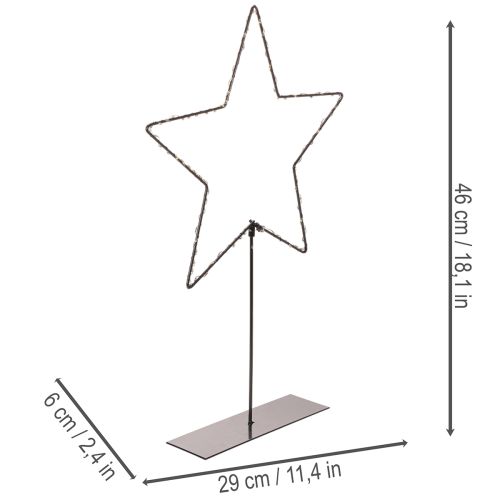 LED žvaigždė su baterijų skyriumi ant stovo palangei ir stalui 46 cm | Floristik24.lt