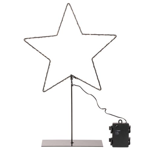 LED žvaigždė su baterijų skyriumi ant stovo palangei ir stalui 46 cm | Floristik24.lt