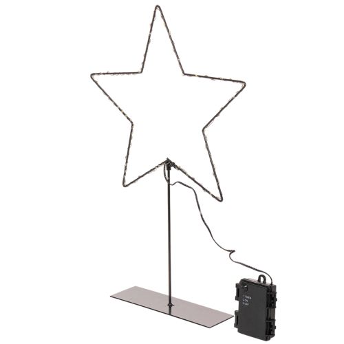 LED žvaigždė su baterijų skyriumi ant stovo palangei ir stalui 46 cm | Floristik24.lt