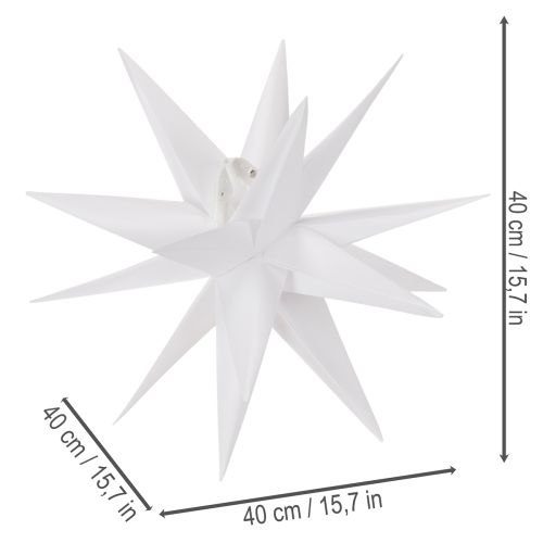 Dekoratyvinė LED žvaigždė, šiltai balta, lauko, su laikmačiu, 40 cm | Floristik24.lt
