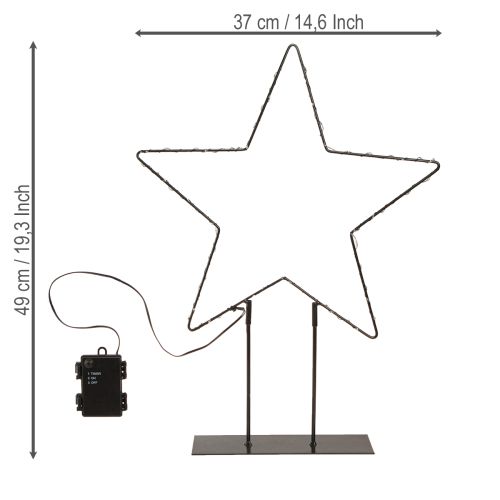 daiktų LED žvaigždės formos metalinis šviestuvas 100 mikro LED šiltai balta Ø37 cm