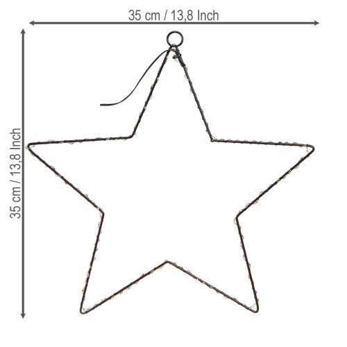 daiktų Pakabinama metalinė LED žvaigždė, 110L, šiltai balta, Ø35cm