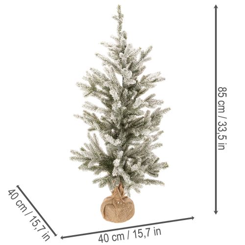 Dirbtinė Kalėdų eglutė su sniegu džiuto maišelyje, 40 LED, skirta naudoti viduje, 85 cm | Floristik24.lt