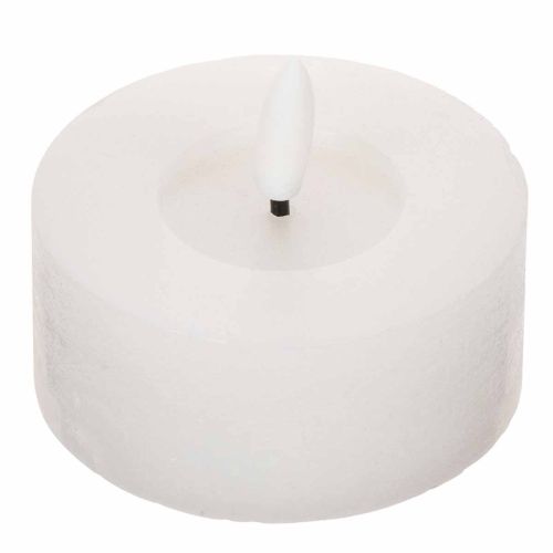 LED XL arbatinės žvakės, baltos, tikro vaško, su laikmačiu, šiltai balta spalva, 6 cm, 2 vnt.