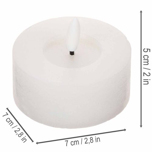 LED XL arbatinės žvakės, baltos, tikro vaško, su laikmačiu, šiltai balta spalva, 6 cm, 2 vnt. | Floristik24.lt