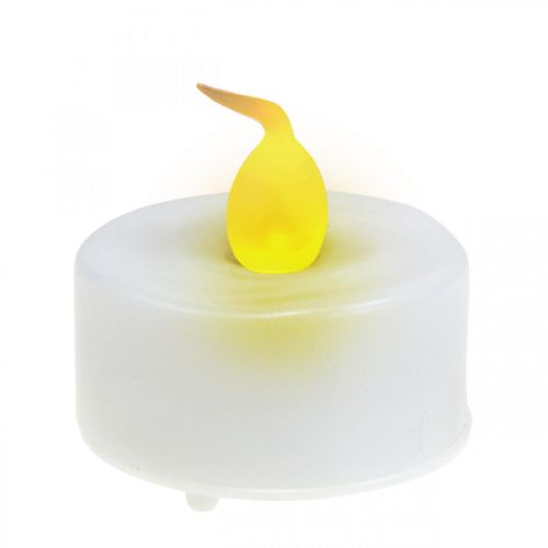 Liepsnos efekto LED arbatos lempučių dirbtinės žvakės su laikmačiu, šiltai balta Ø3,6 cm rinkinys iš 4