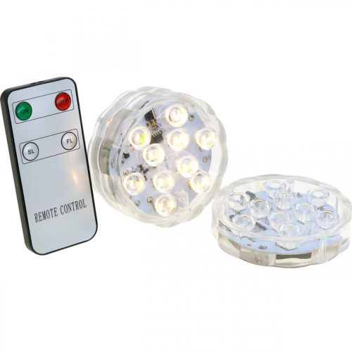 Povandeniniai LED šviestuvai su nuotolinio valdymo pulteliu šiltai balti 2vnt