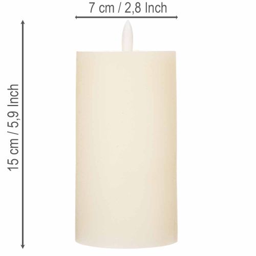 LED žvakė iš tikro vaško, balta, su laikmačio funkcija, šiltai balta, 15 cm | Floristik24.lt