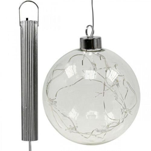 LED kalėdiniai rutuliai stiklo fėjų lemputės žvaigždės Ø10cm 2vnt