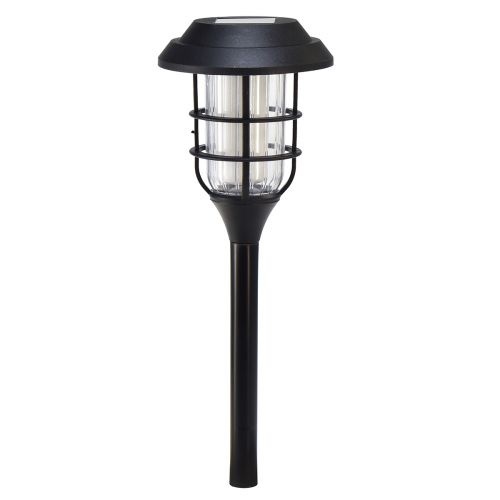 LED žibintuvėlis saulės sodo žibintuvėlis juodas šiltas baltas H42cm