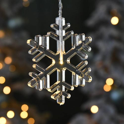 daiktų LED langų puošmena Kalėdinės snaigės šiltos baltos Akumuliatoriui 105cm