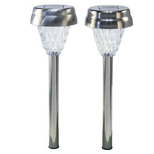 daiktų LED sodo šviestuvai saulės su laikmačiu šiltai balta H35cm 4 vnt