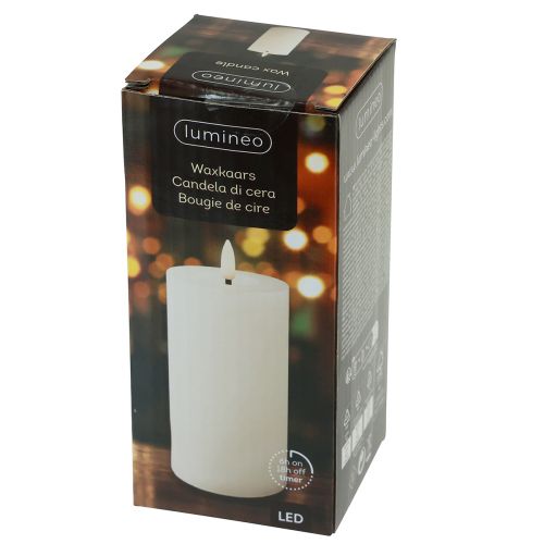 Floristik24 LED žvakių laikmatis tikro vaško balta kaimiška išvaizda Ø7cm H15cm