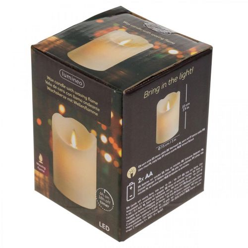 Floristik24 LED žvakių vaško stulpo žvakė šiltai balta Ø7,5cm H10cm