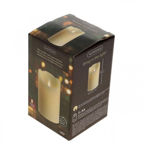 Floristik24 LED žvakių vaško stulpo žvakė šiltai balta Ø7,5cm H12,5cm