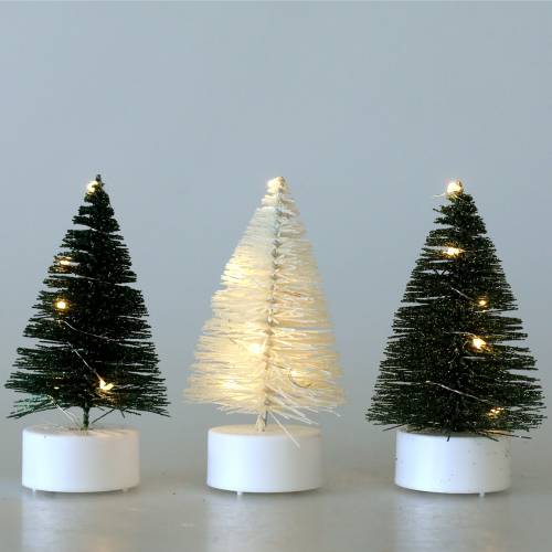 Floristik24 LED eglutė žalia/balta 10cm 3vnt