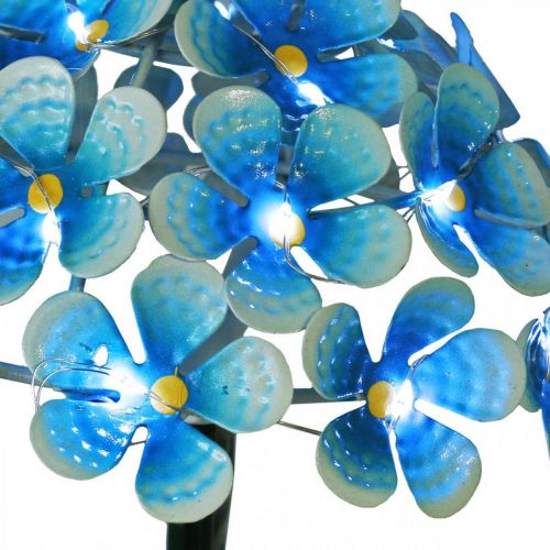 Floristik24 LED chrizantema, šviečianti sodo puošmena, metalo apdaila mėlyna L55cm Ø15cm