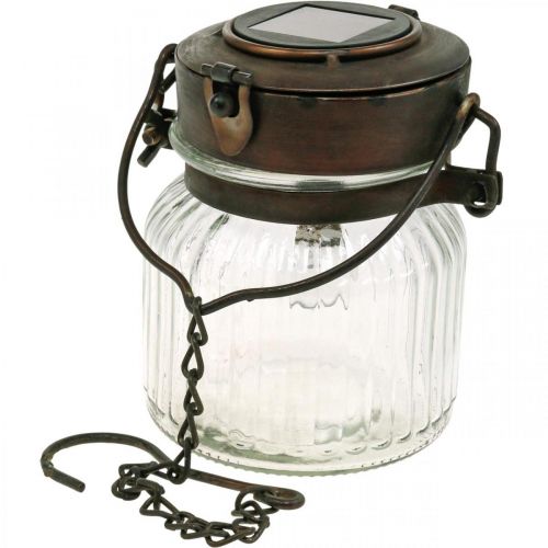 Floristik24 LED žibintas, pakabinamas šviestuvas, saulės lemputė stikle Ø11cm H14cm