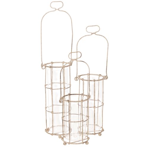 Sodo žibintas, metalinis vėjo šviestuvas, Ø8,5 cm, aukštis 23/18,5/14,5 cm, 3 dalių rinkinys pirkti | Floristik24.lt
