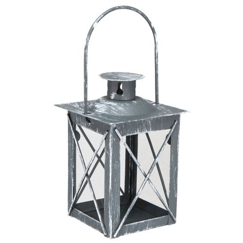 Žibintas pagamintas iš metalinio žibinto pilka vintažinė arbatinė lemputė H11cm 3 vnt