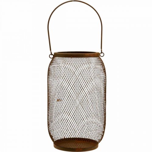 daiktų Dekoratyvinis žibintas su rankena metalo rūdžių išvaizda Ø17cm H28,5cm