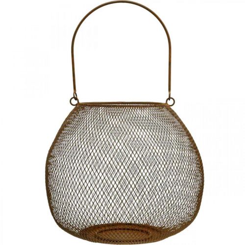 daiktų Dekoratyvinis žibintas su rankena metalo rūdžių išvaizda Ø26cm H22cm